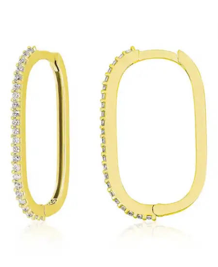 Gümüş Zirkon Taşlı Halka Kadın Küpe