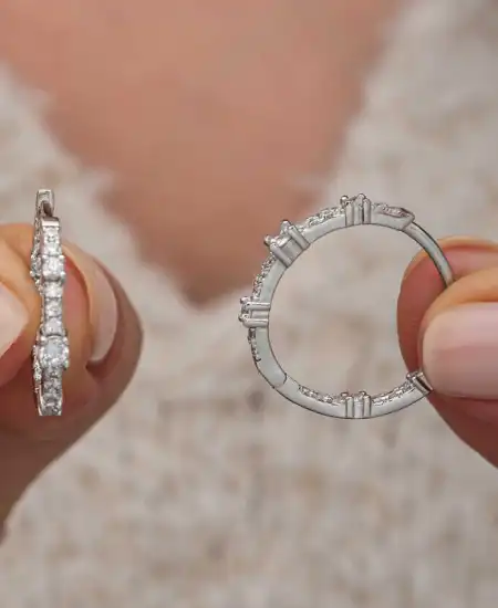 Gümüş Zirkon Taşlı Halka Kadın Küpe