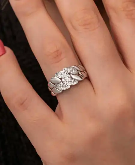 Gümüş Zirkon Taşlı Kadın Yüzük