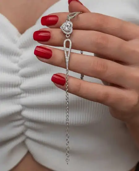 Gümüş Zirkon Taşlı Kalp Bileklik