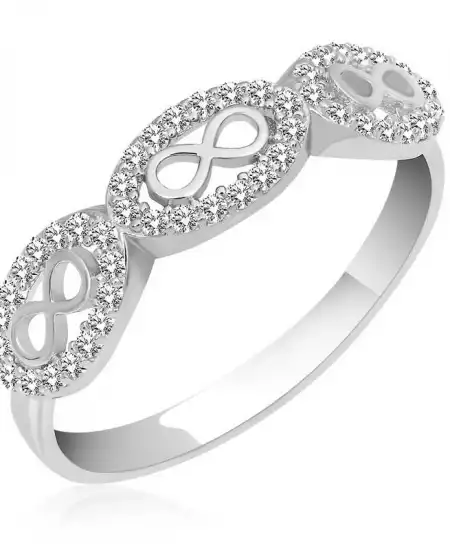 Gümüş Zirkon Taşlı Sonsuzluk Kadın Yüzük