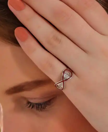 Gümüş Zirkon Taşlı Sonsuzluk Kadın Yüzük