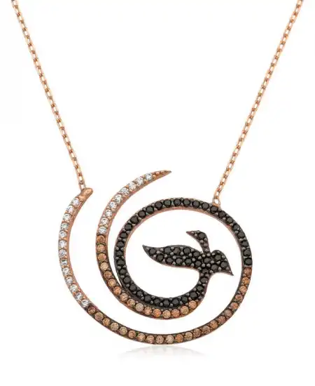 Gümüş Zümrüdü Anka Kuşu Bayan Kolye