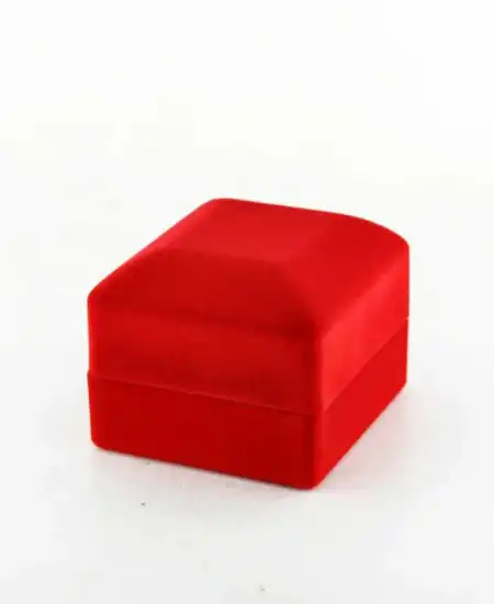 Işıklı Kırmızı Renk Kadife Yüzük Kutusu