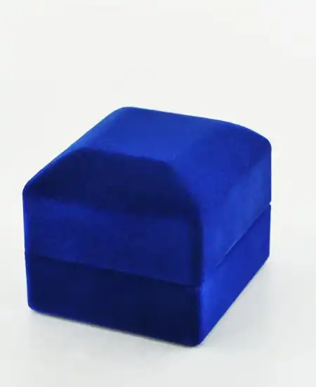 Işıklı Mavi Renk Kadife Yüzük Kutusu