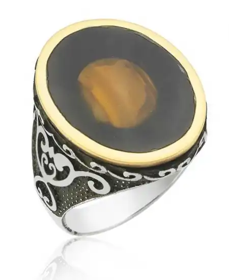 Şeffaf Kaplan Gözü Erkek Yüzük