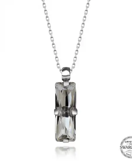 Swarovski Crystal Taşlı Baget Gümüş Kadın Kolye