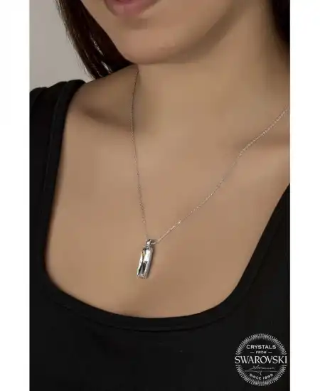 Swarovski Crystal Taşlı Baget Gümüş Kadın Kolye