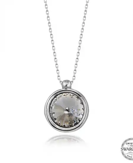 Swarovski Crystal Taşlı Çerçeveli Gümüş Kadın Kolye