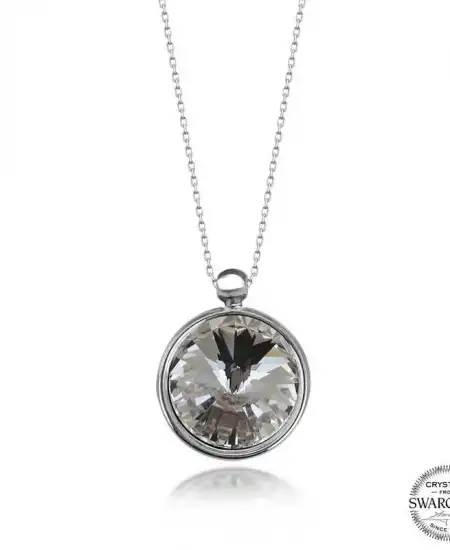 Swarovski Crystal Taşlı Çerçeveli Gümüş Kadın Kolye
