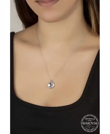 Swarovski Crystal Taşlı Çerçeveli Gümüş Kadın Kolye