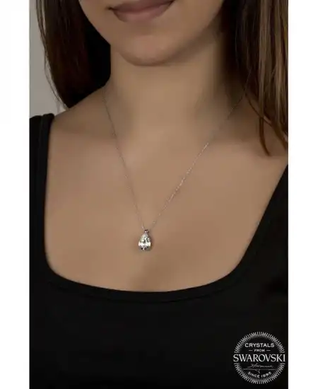 Swarovski Crystal Taşlı Damla Gümüş Kadın Kolye