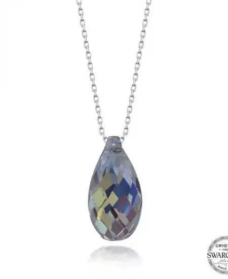 Swarovski Crystal Taşlı Drop Kesim Gümüş Kadın Kolye