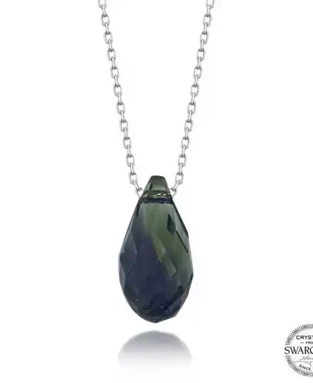 Swarovski Crystal Taşlı Drop Kesim Gümüş Kadın Kolye