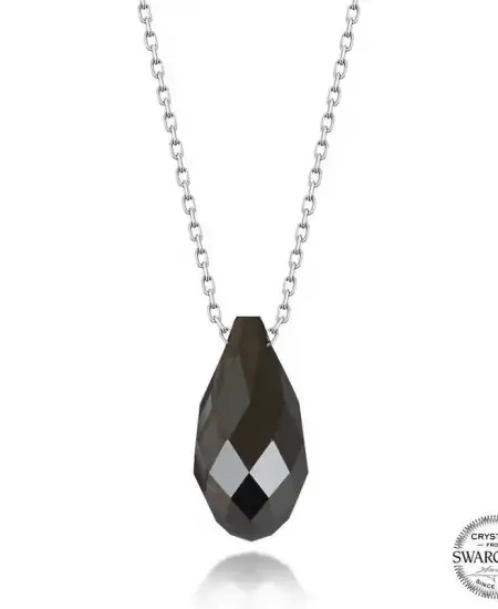 Swarovski Crystal Taşlı Drop Kesim Gümüş Kadın Kolye