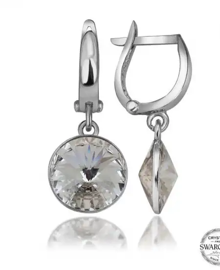 Swarovski Crystal Taşlı Gümüş Beyaz Sallantılı Kadın Küpe