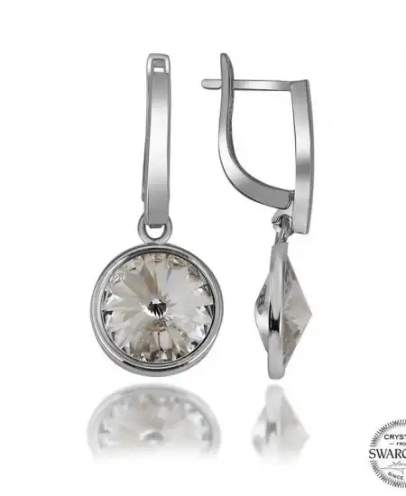 Swarovski Crystal Taşlı Gümüş Beyaz Sallantılı Kadın Küpe