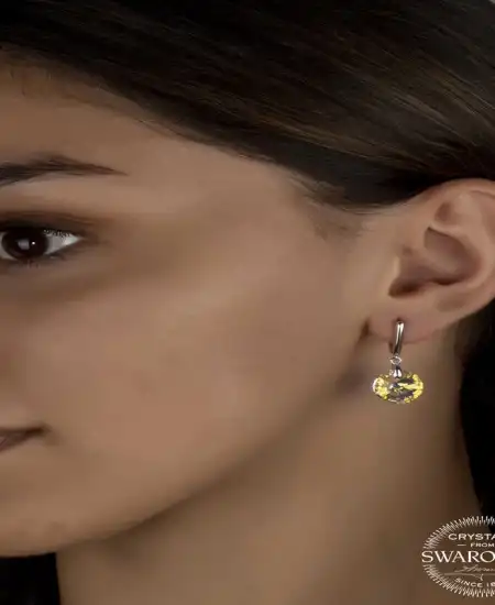 Swarovski Crystal Taşlı Gümüş Beyaz Sallantılı Kadın Küpe