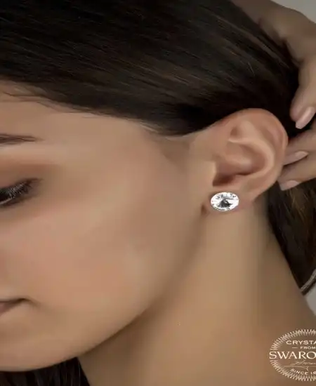 Swarovski Crystal Taşlı Gümüş Çivili Kadın Küpe