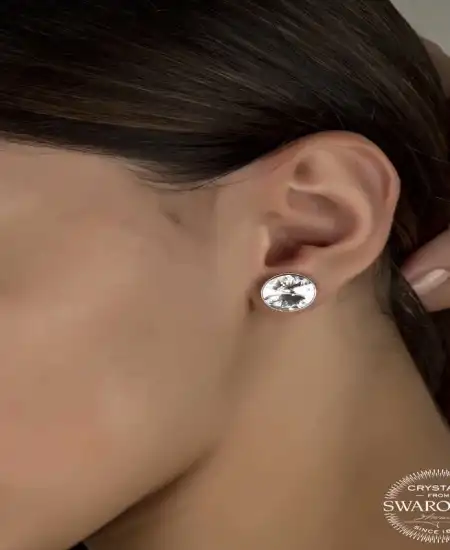 Swarovski Crystal Taşlı Gümüş Çivili Kadın Küpe