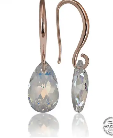 Swarovski Crystal Taşlı Gümüş Damla Sallantılı Kadın Küpe