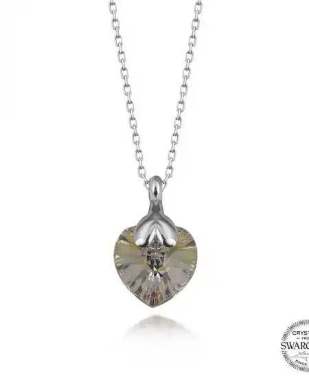 Swarovski Crystal Taşlı Gümüş Kalp Kadın Kolye