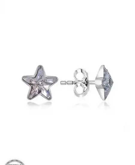Swarovski Crystal Taşlı Gümüş Yıldız Çivili Kadın Küpe