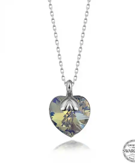 Swarovski Crystal Taşlı Kalp Gümüş Kadın Kolye