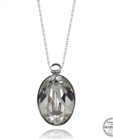 Swarovski Crystal Taşlı Oval Gümüş Kadın Kolye