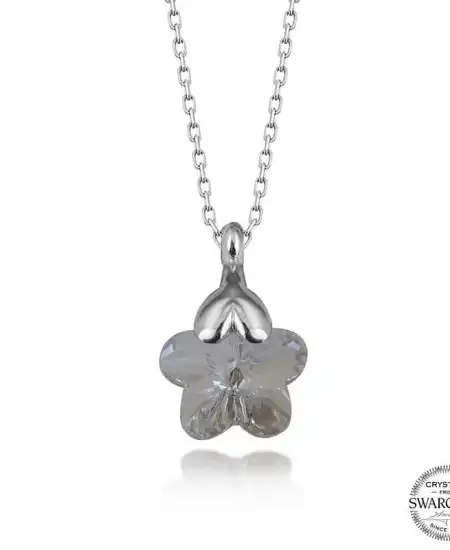 Swarovski Crystal Taşlı Papatya Gümüş Kadın Kolye