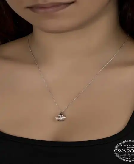Swarovski Crystal Taşlı Papatya Gümüş Kadın Kolye