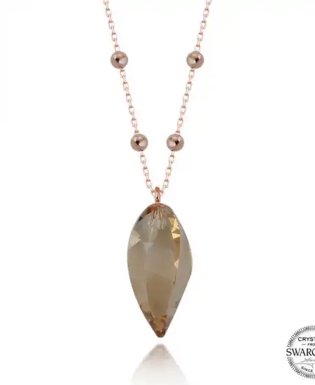 Crystal Taşlı Rose Top Zincir Gümüş Kadın Kolye