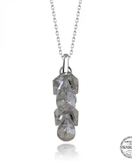 Swarovski Crystal Taşlı Salkım Gümüş Kadın Kolye