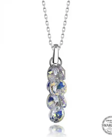 Swarovski Crystal Taşlı Salkım Gümüş Kadın Kolye