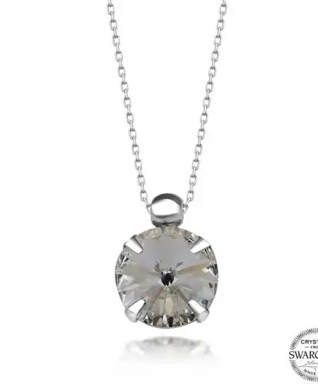 Swarovski Crystal Taşlı Tektaş Gümüş Kadın Kolye