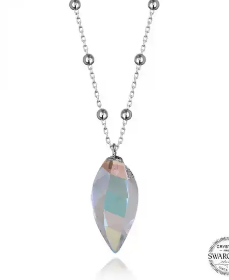 Crystal Taşlı Top Zincir Gümüş Kadın Kolye