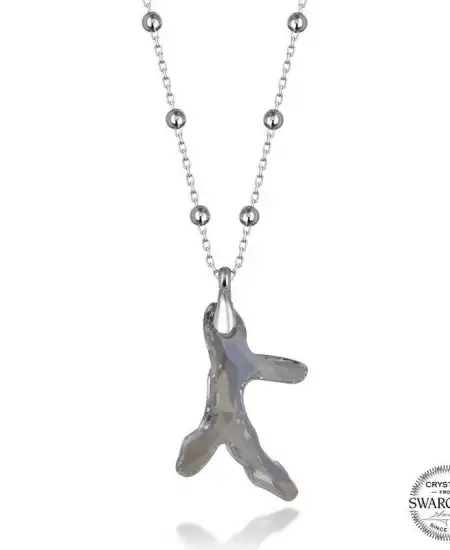 Swarovski Crystal Taşlı Top Zincir Mercan Gümüş Kadın Kolye