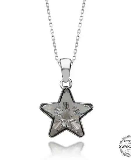 Swarovski Crystal Taşlı Yıldız Gümüş Kadın Kolye