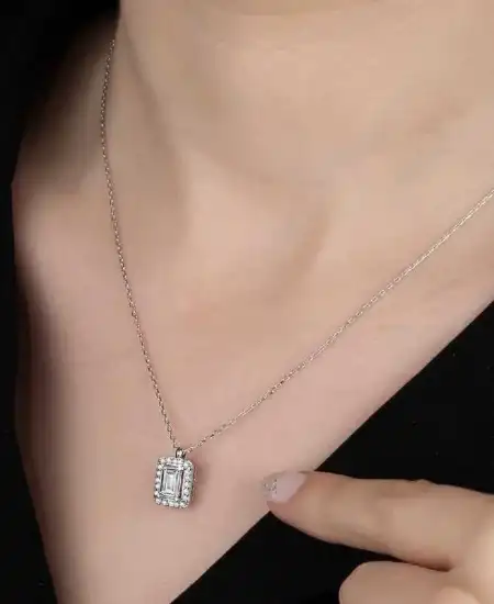 Swarovski Taşlı Gümüş Baget Bayan Kolye