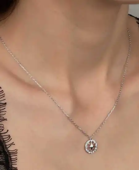 Swarovski Taşlı Gümüş Çember Bayan Kolye