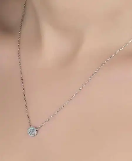 Swarovski Taşlı Gümüş Çember Bayan Kolye