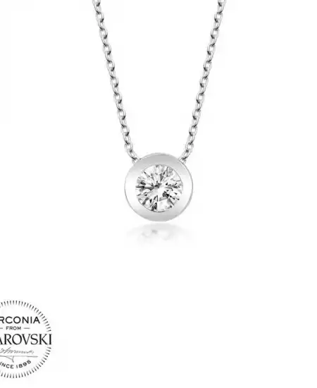 Swarovski Taşlı Gümüş Çember Tektaş Bayan Kolye