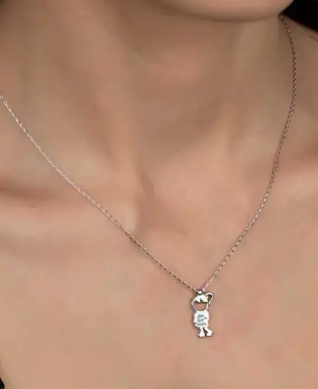 Swarovski Taşlı Gümüş Çocuk Bayan Kolye