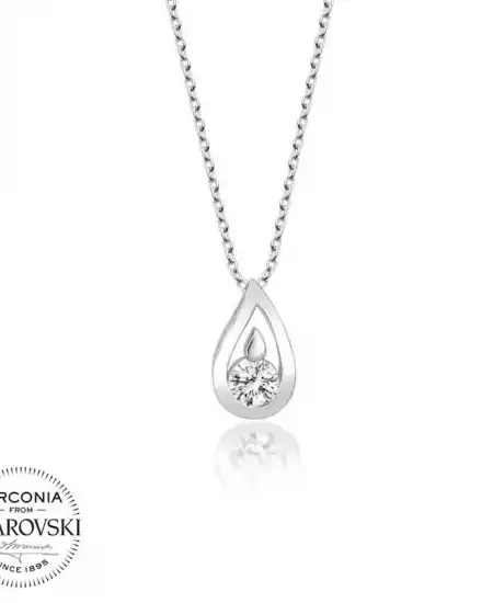 Swarovski Taşlı Gümüş Damla Bayan Kolye