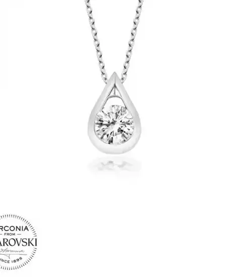 Swarovski Taşlı Gümüş Damla Tektaş Bayan Kolye
