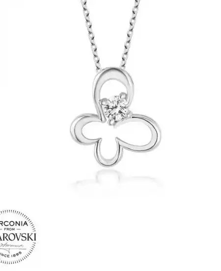 Swarovski Taşlı Gümüş Kelebek Bayan Kolye