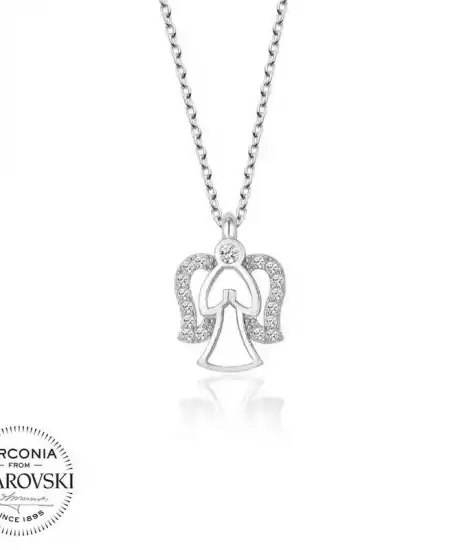 Swarovski Taşlı Gümüş Melek Bayan Kolye