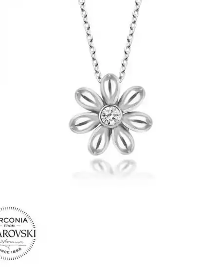 Swarovski Taşlı Gümüş Papatya Bayan Kolye