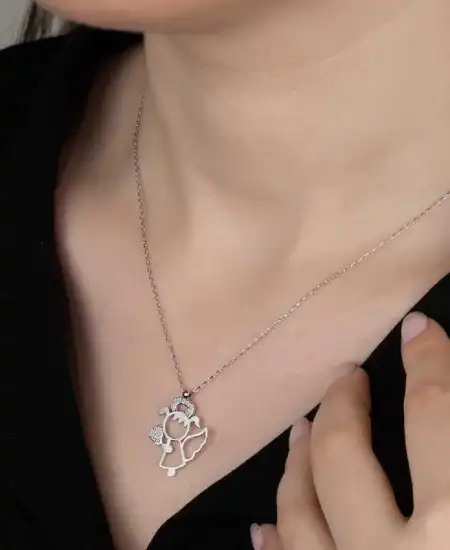 Swarovski Taşlı Gümüş Su Perisi Bayan Kolye