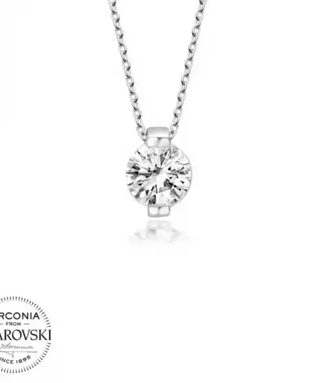 Swarovski Taşlı Gümüş Tektaş Bayan Kolye